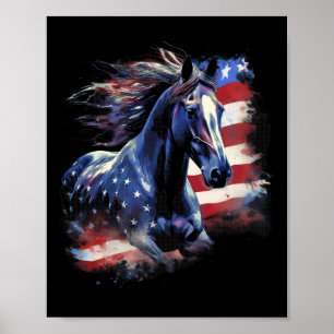 Patriottische Paard Amerikaanse vlag Paardrijden W Poster