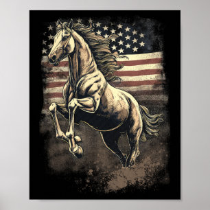 Patriottische Paard Amerikaanse vlag Paardrijden W Poster