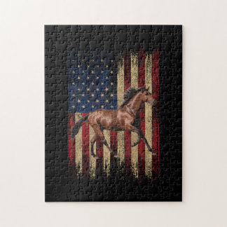 Patriottische paarden Amerikaanse vlag Horseback R Legpuzzel