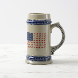 Patriottische paarden en Rider American Flag Bierpul