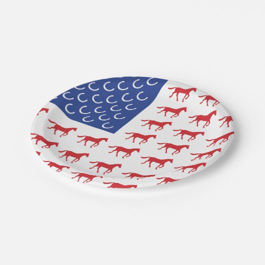 Patriottische paarden papieren bordje (Gekanteld)
