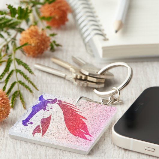 Patriottische paarden Sparkle Acryl Sleutelhanger (Voorkant Rechts)