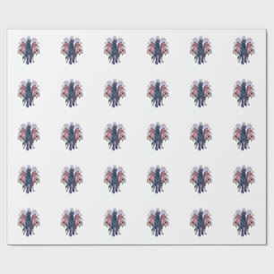 Patriottische Paarden Vintage-Vuurwerk Vectorontwe Cadeaupapier