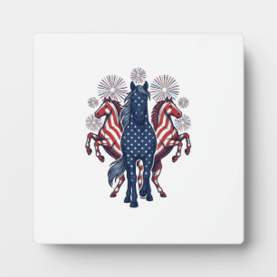 Patriottische Paarden Vintage-Vuurwerk Vectorontwe Fotoplaat