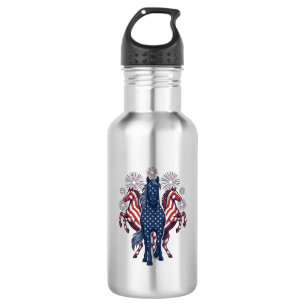 Patriottische Paarden Vintage-Vuurwerk Vectorontwe Waterfles