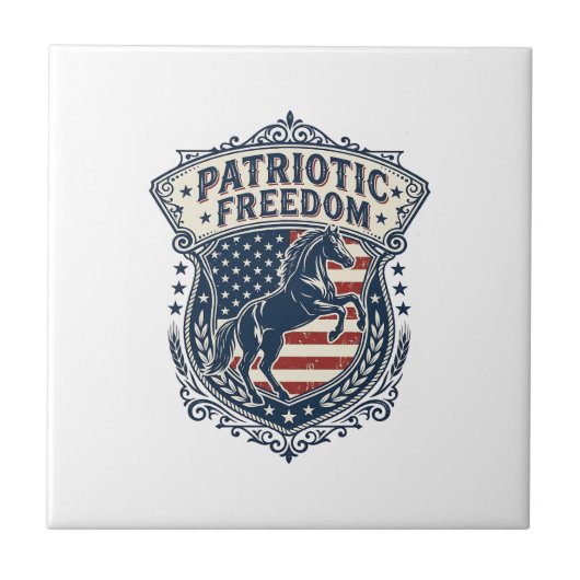 Patriottische paardenranch Moeder Vector Graphic T Tegeltje (Voorkant)