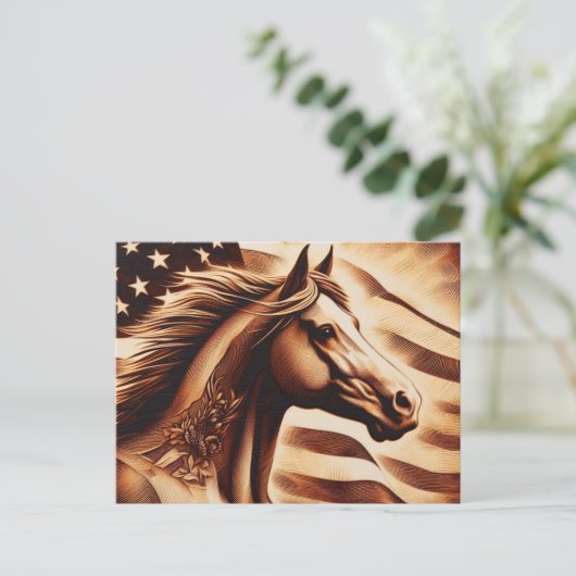 Patriottische paardensepie briefkaart (Staand voorkant)