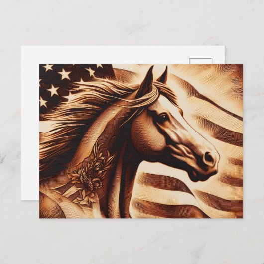 Patriottische paardensepie briefkaart (Voorkant / Achterkant)
