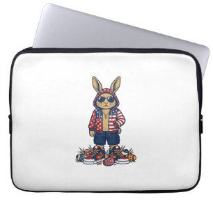 Patriottische Paashaas Vintage Vector T-shirt_1 Laptop Sleeve