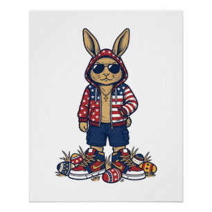 Patriottische Paashaas Vintage Vector T-shirt_1 Perfect Poster