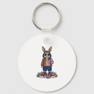 Patriottische Paashaas Vintage Vector T-shirt_1 Sleutelhanger