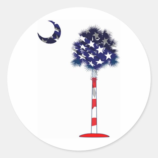 Patriottische palmettoboom ronde sticker (Voorkant)