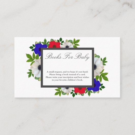 Patriottische Panda Anemone Baby shower Books for  Informatiekaartje (Voorkant)