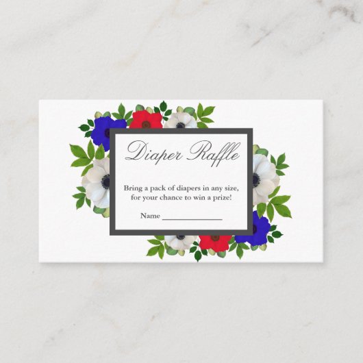 Patriottische Panda Anemone Baby shower Diaper Raf Informatiekaartje (Voorkant)