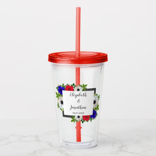 Patriottische Panda Anemone Wedding Acryl Drinkbeker (Voorkant)