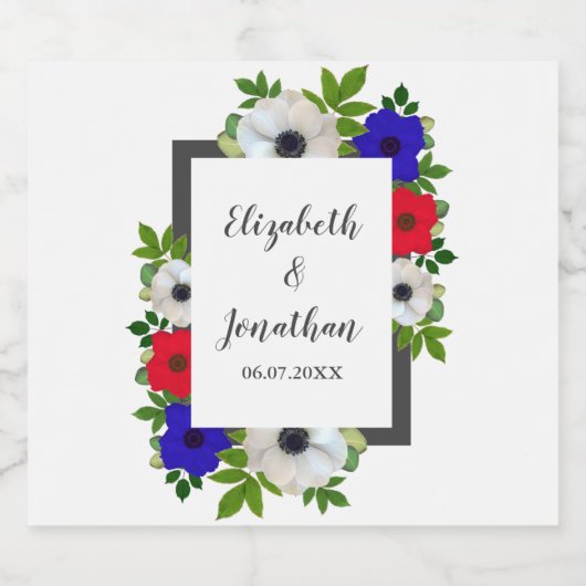Patriottische Panda Anemone Wedding Bier Etiket (Enkel label)