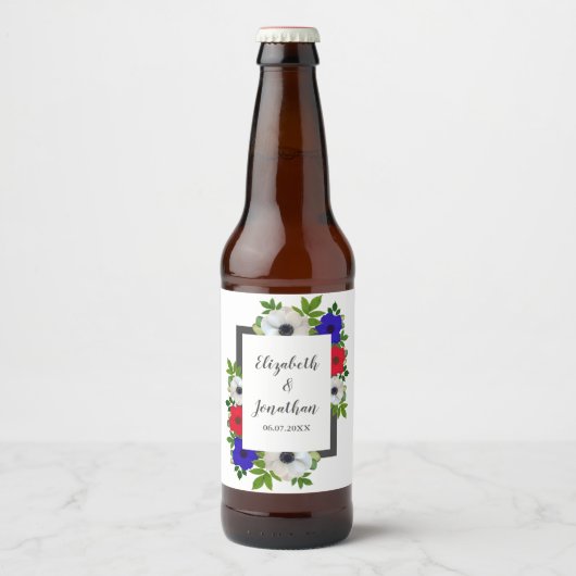 Patriottische Panda Anemone Wedding Bier Etiket (Voorkant)