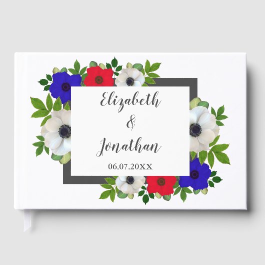 Patriottische Panda Anemone Wedding Gastenboek (Voorkant)