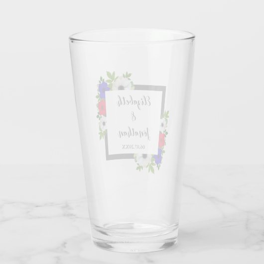 Patriottische Panda Anemone Wedding Glas (Achterkant)