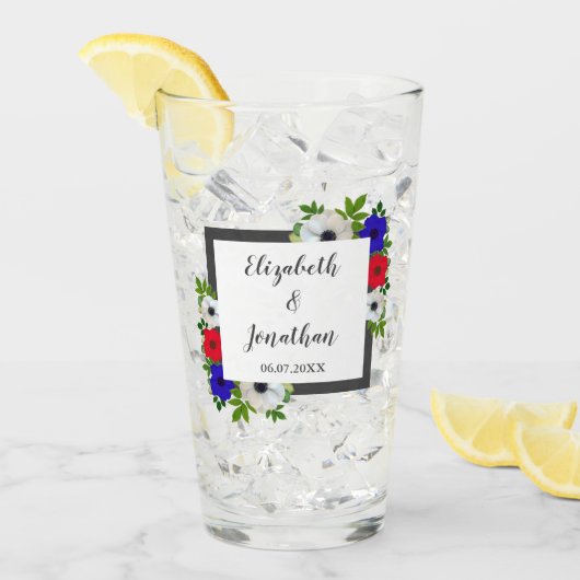 Patriottische Panda Anemone Wedding Glas (Voorkant ijs)