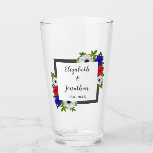 Patriottische Panda Anemone Wedding Glas (Voorkant)