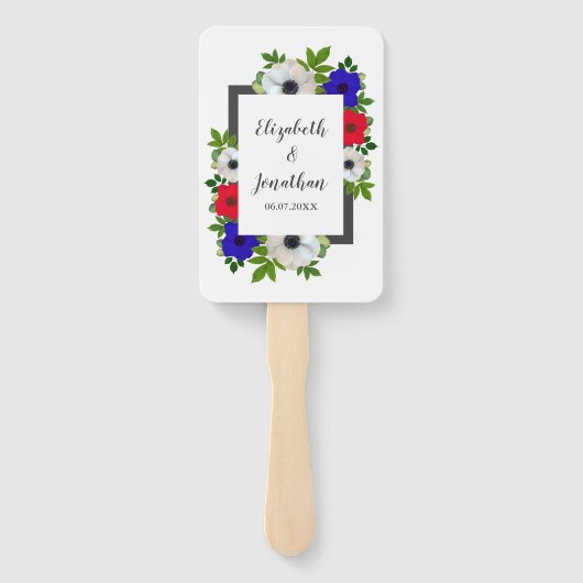 Patriottische Panda Anemone Wedding Handwaaier (Achterkant)