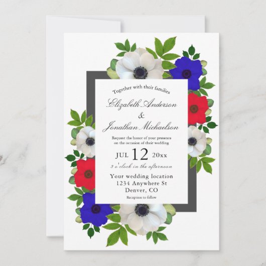 Patriottische Panda Anemone Wedding Kaart (Voorkant)