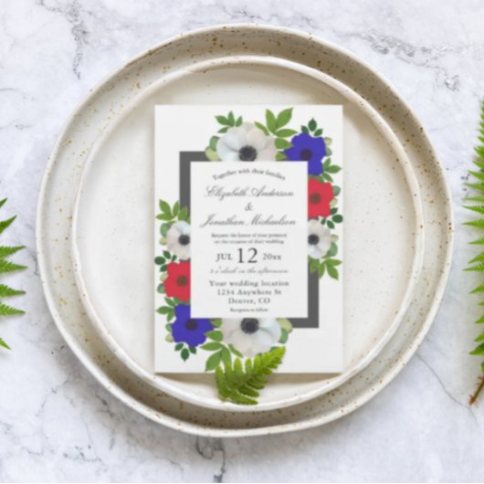 Patriottische Panda Anemone Wedding Kaart