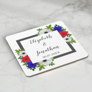 Patriottische Panda Anemone Wedding Kartonnen Onderzetters