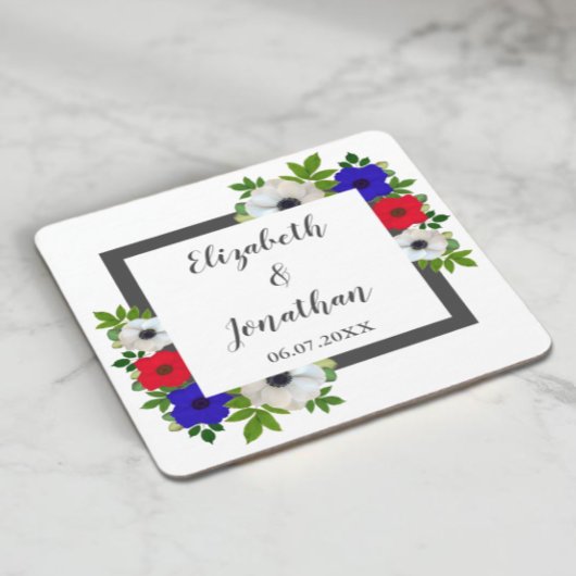 Patriottische Panda Anemone Wedding Kartonnen Onderzetters