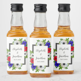 Patriottische Panda Anemone Wedding Likeurfles Etiket
