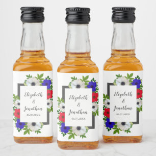 Patriottische Panda Anemone Wedding Likeurfles Etiket