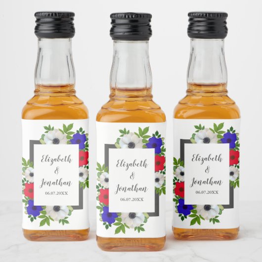 Patriottische Panda Anemone Wedding Likeurfles Etiket (Flessen)