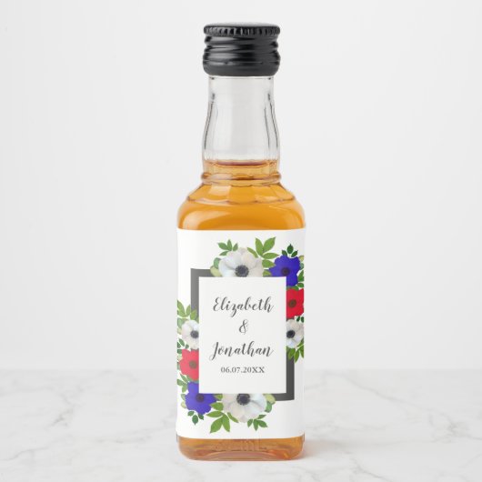 Patriottische Panda Anemone Wedding Likeurfles Etiket (Voorkant)
