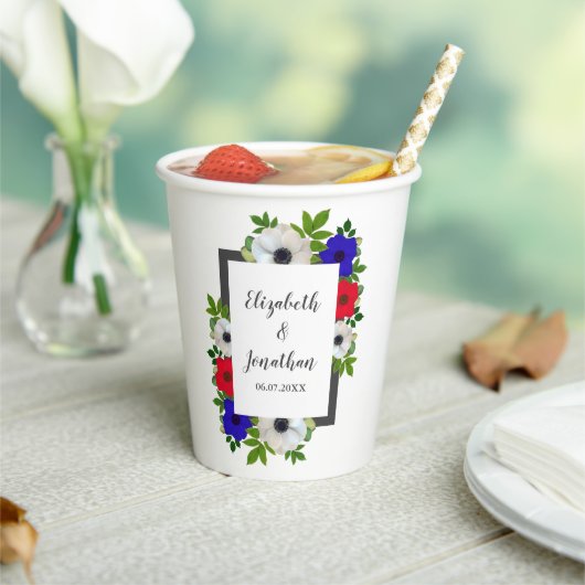 Patriottische Panda Anemone Wedding Papieren Bekers (Insitu)