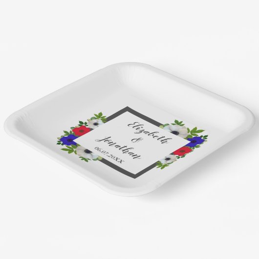 Patriottische Panda Anemone Wedding Papieren Bordje (Gebogen)