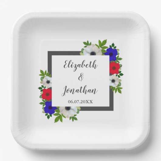 Patriottische Panda Anemone Wedding Papieren Bordje (Voorkant)