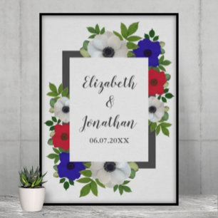 Patriottische Panda Anemone Wedding Poster