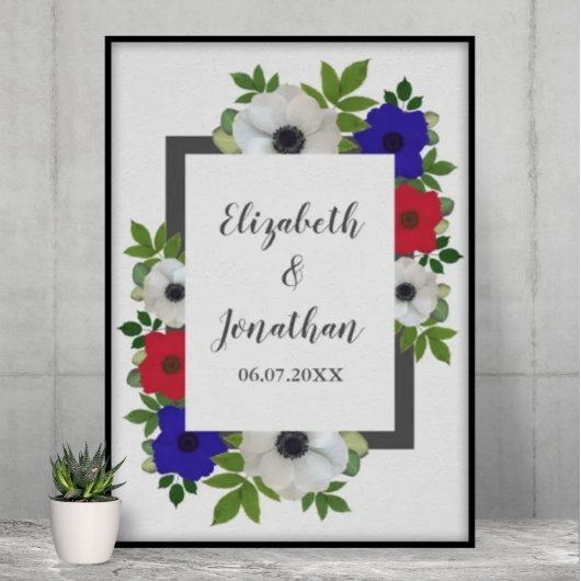 Patriottische Panda Anemone Wedding Poster