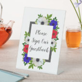 Patriottische Panda Anemone Wedding Reclamebord Met Voetstuk (Insitu)
