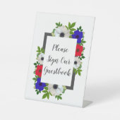 Patriottische Panda Anemone Wedding Reclamebord Met Voetstuk (Voorkant)