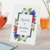 Patriottische Panda Anemone Wedding Reclamebord Met Voetstuk (Insitu)