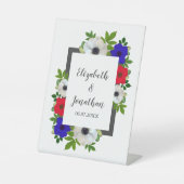 Patriottische Panda Anemone Wedding Reclamebord Met Voetstuk (Voorkant)