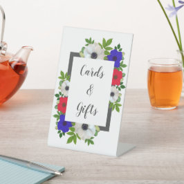 Patriottische Panda Anemone Wedding Reclamebord Met Voetstuk