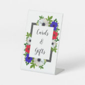 Patriottische Panda Anemone Wedding Reclamebord Met Voetstuk (Voorkant)