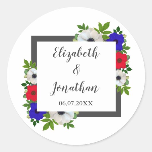 Patriottische Panda Anemone Wedding Ronde Sticker (Voorkant)
