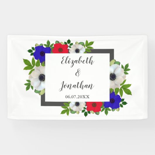 Patriottische Panda Anemone Wedding Spandoek (Horizontaal)