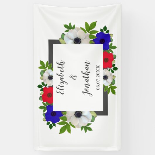 Patriottische Panda Anemone Wedding Spandoek (Verticaal)