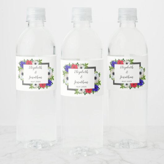 Patriottische Panda Anemone Wedding Waterfles Etiket (Flessen)