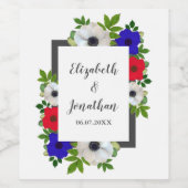 Patriottische Panda Anemone Wedding Wijn Etiket (Enkel label)